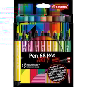 Viltstift STABILO pen 68 MAX ARTY, etui van 18 stuks, assorti