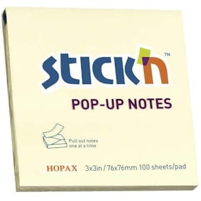 Z-notes Stick'n gul 76x76 mm, 12 blokke