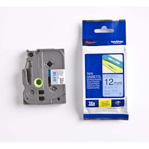 Labeltape Brother lamineret sort på blå, TZe-531 12 mm x 8 m