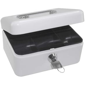 Pengekasse BNT hvid, låsbar, kompakt