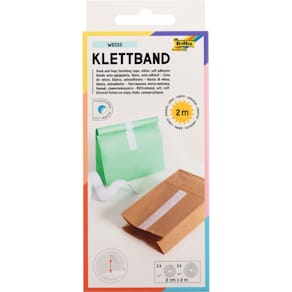 Klettband Folia, 20 mm x 2 m, weiß