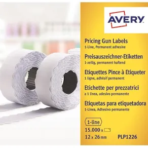 Prisetikett AVERY 1-rad 26x12mm 15000/FP