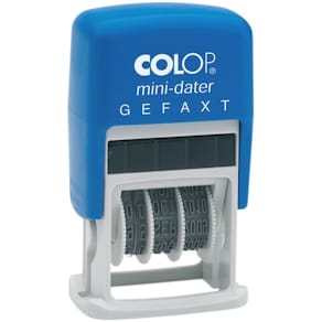 Datumstempel COLOP S160L4 Selbstfärber, GEFAXT, blau/rot