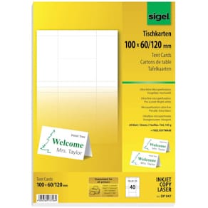 Tischkarten Sigel Design, weiß