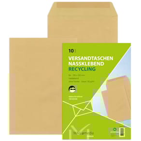 Versandtasche MAILMEDIA, B4, nassklebend, 130 g/m², braun
