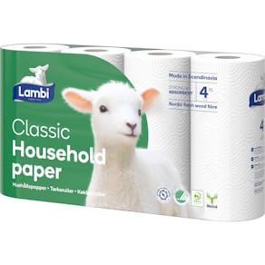 Køkkenrulle Lambi 2-lag, hvid 22 cm x 12,33 m, 20 ruller