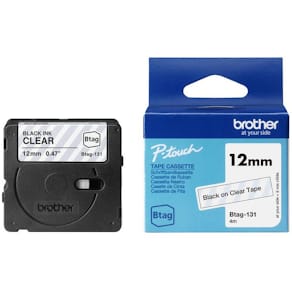 Tape BROTHER BTAG131 12mmx4m sort/klar
