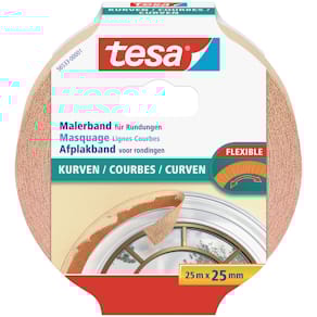 Kreppband tesa Kurven, 25 m x 25 mm, beige