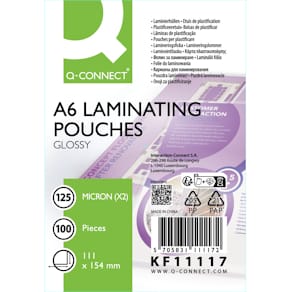 Laminierfolien Q-CONNECT A6, 2x125 µm, 100 Stk