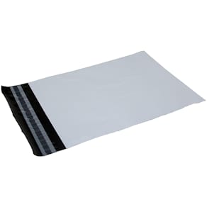 Forsendelsespose coex 50 µm 400x600 hvid/sort, perm. tape, 100stk