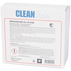 Opvasketabs Cleanline All-in-One, salt+afspænding, 80 stk