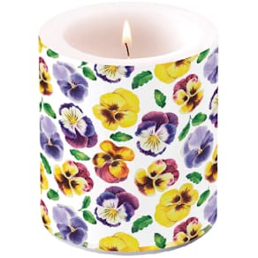 Stumpenkerze Ambiente Stiefmütterchen, Ø 10 cm, Höhe 10 cm