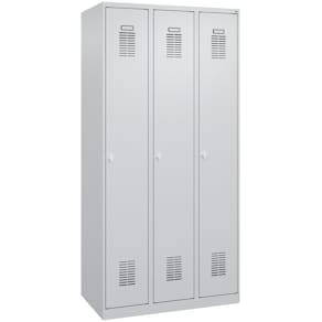 Garderobenschrank CP Basis PLUS, 3 Abteile, hellgrau