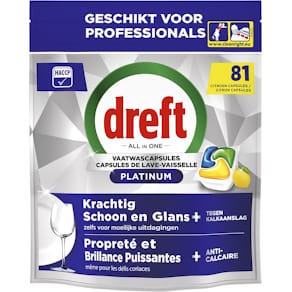 Vaatwastabletten Dreft Pro Platinum, Lemon, pak van 81 capsules