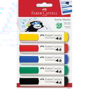 Textilmarker Faber-Castell, 5 St., Standardfarben (sortiert)