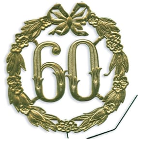 Jubiläumszahl Demmler, Ø 13 cm, 60, gold