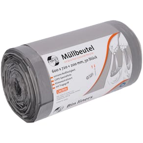 Müllbeutel Deiss First Plus PCR, 60 l, 50 Stück, grau
