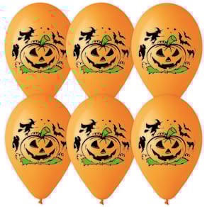 Luftballons KARALOON Halloween, 6 Stück, orange, 30 cm