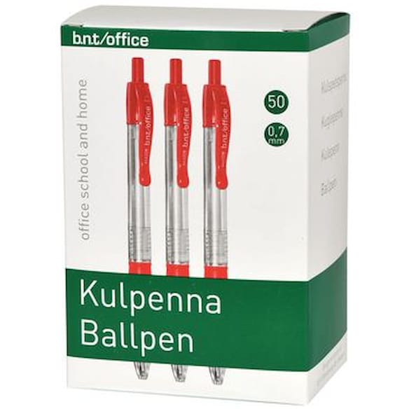 Kulepenn B.N.T 0,7mm rød (50)