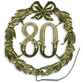 Jubiläumszahl Demmler, Ø 13 cm, 80, gold