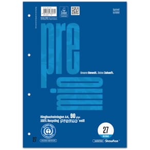 Ringbucheinlage Staufen Premio A4, 50 Bl., 9mm, liniert mit Rand