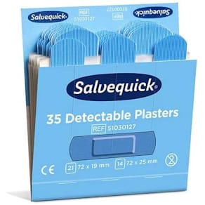 Pflaster-Strips Salvequick Blue Detectable, 6x35 Stück, blau