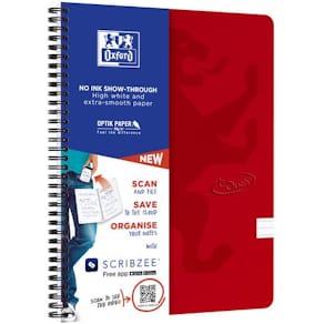 Notatbok OXFORD Touch A4+ 90g linjer rød