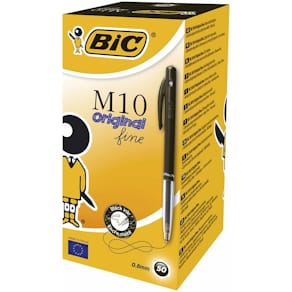Kuglepen BIC M10 fin sort, tryk, 50 stk