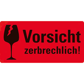 Hinweisetiketten Avery Zweckform Zerbrechlich, neonrot, 100 x 50 