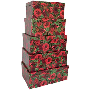 Geschenkkarton PBS Rosen, 5 Größen, Rosenmotiv