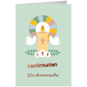 Konfirmationskarte, 11,5 x 17 cm, 5er-Pack, mit farbigem Kuvert