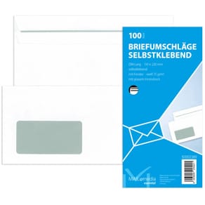 Briefumschlag MAILMEDIA, DIN lang, Fenster, selbstklebend, weiß