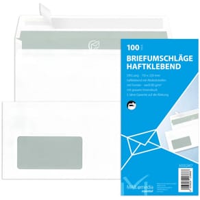 Briefhülle MAILMEDIA DL, mit Fenster, 100 Stück, haftklebend, 80g