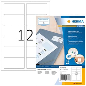Inkjetetiketten HERMA, 88,9x46,6 mm, weiß, 80 Blatt