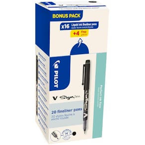 Fineliner Pilot V-Sign Pen, doos van 16 + 4 stuks, zwart