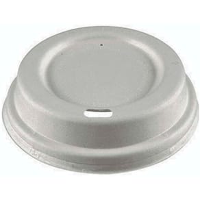 Låg til kaffebæger 12/16oz, bagasse, hvid, 1000 stk