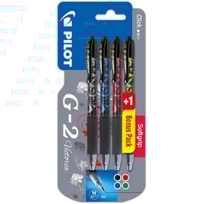 Gelroller Pilot G-2 medium, blister van 4 stuks (3 + 1 GRATIS)
