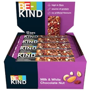 Nøttebar BE-KIND hvit sjokolade nøtter