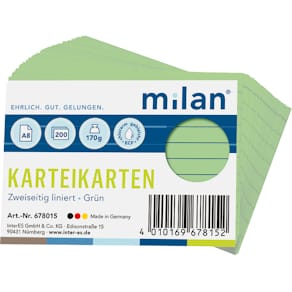 Karteikarte Milan liniert, A8, grün, 200 Stück