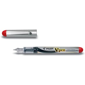 Füllfederhalter Pilot V-Pen, M, silber, rot