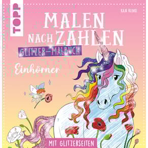 Malbuch TOPP Malen nach Zahlen, Einhörner, mit Glitzer
