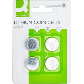 Knoopcel Q-CONNECT, lithium, CR2025, blister van 4 stuks