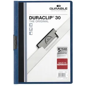 Klämmapp DURABLE Duraclip A4 Blå, 30 blad