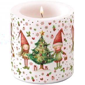 Weihnachtskerze AMBIENTE Elfen am Baum, 9 cm