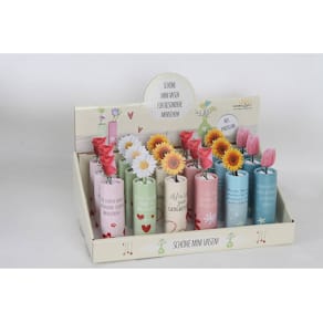 Vase EigenArt rund, sortiert, 4x12 cm, 6 Motive, Thekendisplay