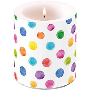 Kerze AMBIENTE Dots, rund, bunt, Ø10 cm, 10 cm Höhe