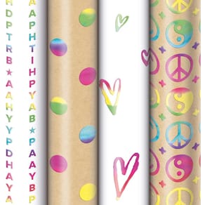 Geschenkpapier Rainbow, 70 cm x 1,5 m, 4 verschillende motieven