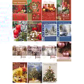 Weihnachtspostkarte Apollo, sortiert, 4 Stück, mit Umschlag