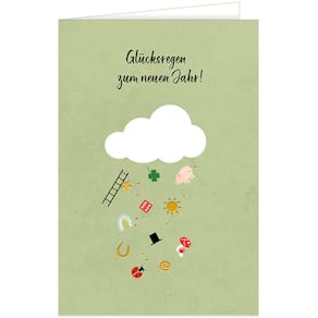 Neujahrskarte Noname, geprägt, mit Umschlag, bunt