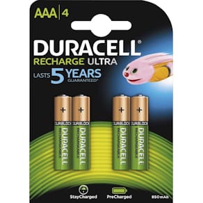 AAA-batterier Duracell genopladelige, 900 mAh